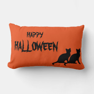 Coussin Rectangle Joyeux Halloween Cat effrayant Orange Throw
