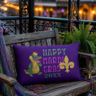 Coussin Rectangle Joyeux Mardi Gras Gator King