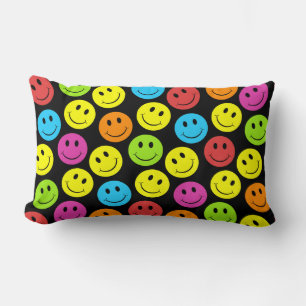 Coussin Rectangle Joyeux Motif de faces colorées