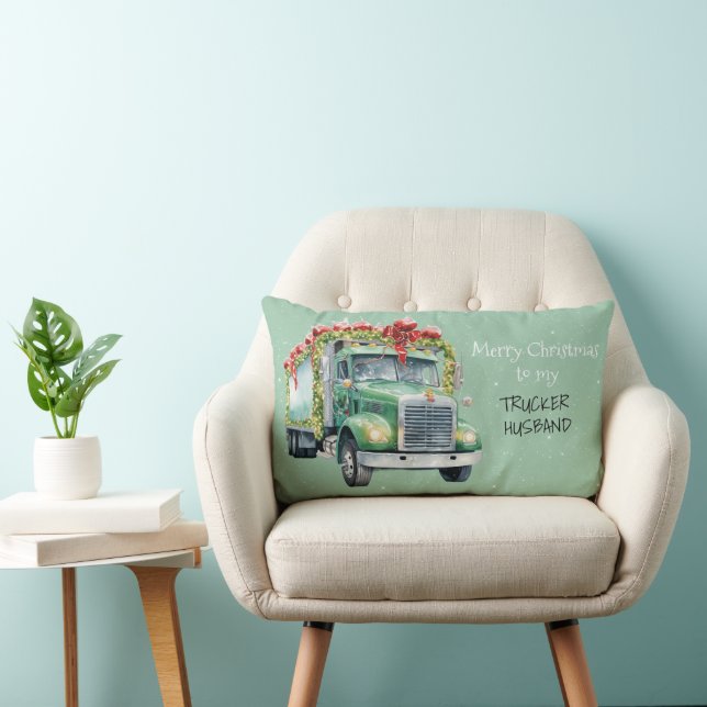 Coussin Rectangle Joyeux Noël à mon MARI TRUCKER (Chaise)