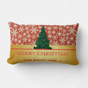 Coussin Rectangle Joyeux Noël Arbre d'or Parties scintillant Snowfla