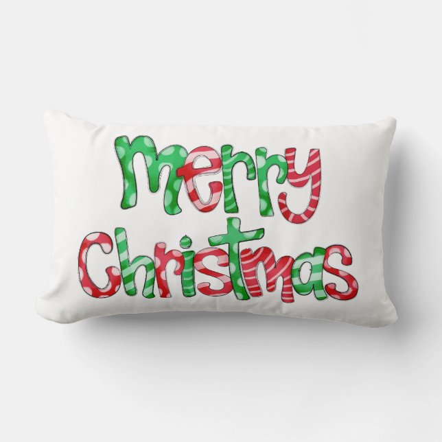 Coussin Rectangle Joyeux Noël Festif Vacances Cute (Recto)