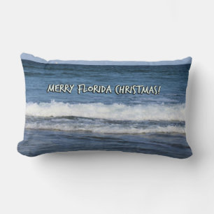 Coussin Rectangle Joyeux Noël Floride au-dessus du ciel bleu de l'oc