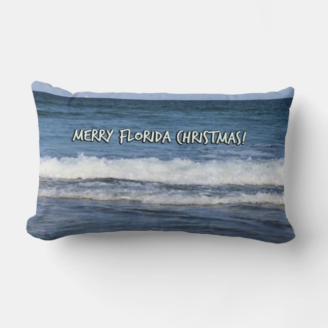 Coussin Rectangle Joyeux Noël Floride sur le ciel bleu océan (Recto)