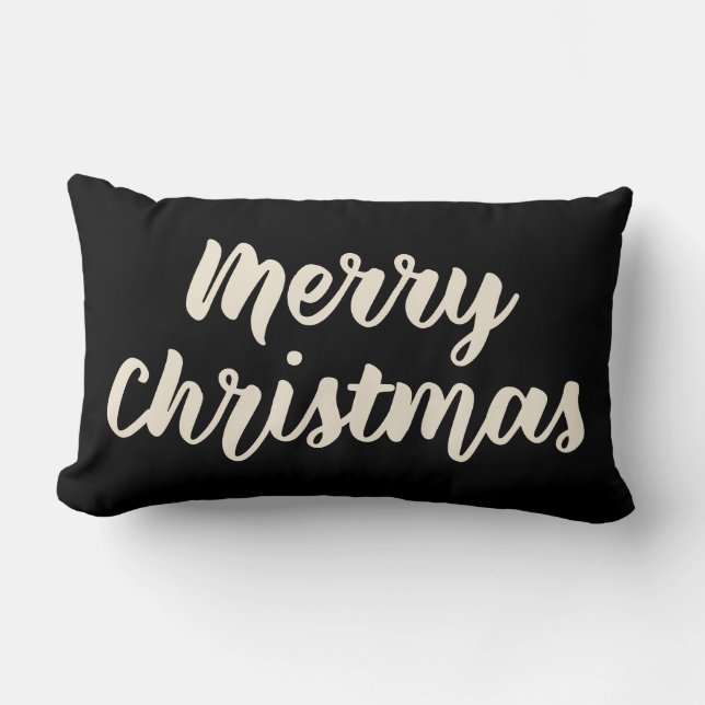 Coussin Rectangle Joyeux Noël moderne Rustique Simple Script Noir (Recto)
