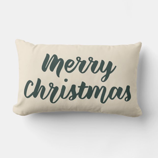 Coussin Rectangle Joyeux Noël Moderne Rustique Simple Script Vert (Recto)