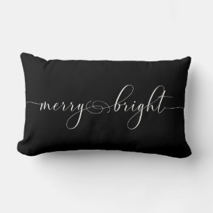 Coussin Rectangle Joyeux Noël noir brillant
