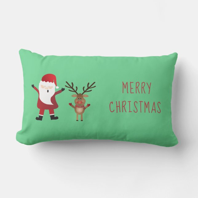 Coussin Rectangle Joyeux Noël Père Noël Reindeer (Recto)