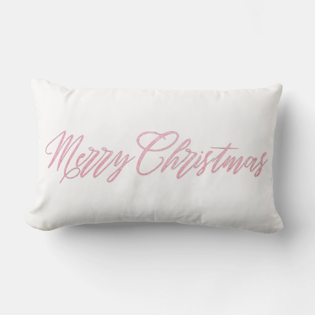 Coussin Rectangle Joyeux Noël rose (Recto)