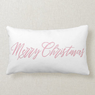 Coussin Rectangle Joyeux Noël rose