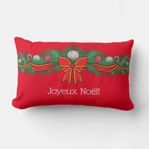 Coussin Rectangle Joyeux Noël - rouge festif