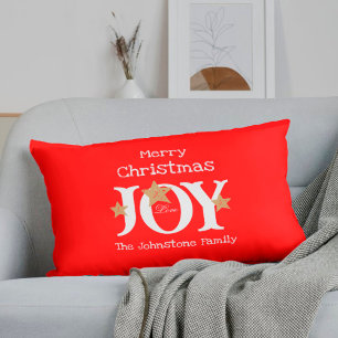 Coussin Rectangle Joyeux Noël Script cadeau Rustic Red Holiday