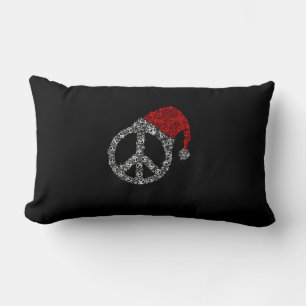 Coussin Rectangle Joyeux Noël Symbole hippie Casquette du Père Noë