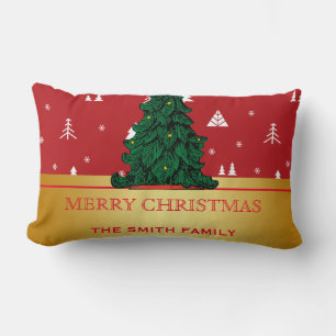 Coussin Rectangle Joyeux sapin de Noël Gold Parties scintillant étoi