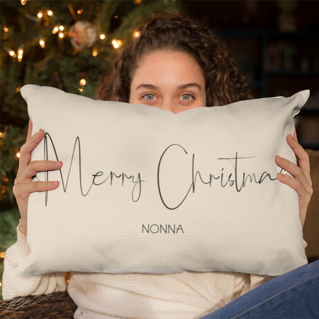 Coussin Rectangle Joyeux script de Noël | Noël minimal (Créateur téléchargé)