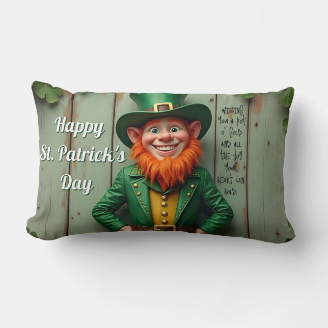 Coussin Rectangle Joyeux St. Patrick's Day Leprechaun (Recto)