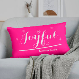 Coussin Rectangle Joyeux Vacances Script Nom de famille Chic Hot Ros