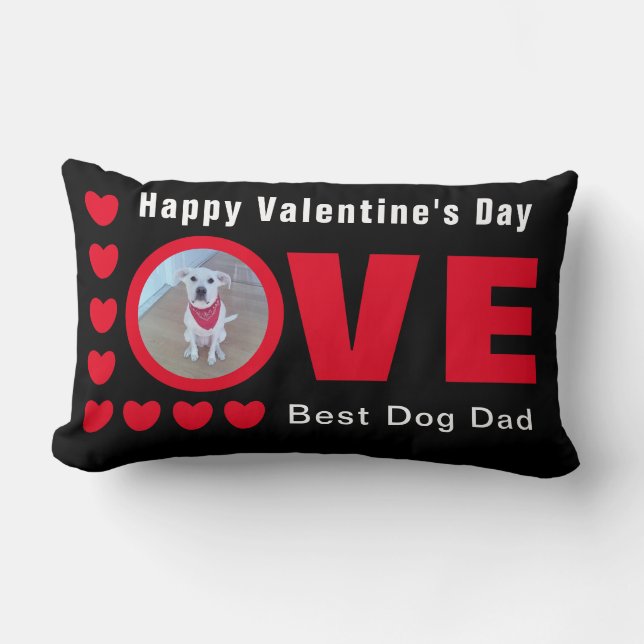 Coussin Rectangle Joyeux Valentines Jour Chien Papa Coeurs Amoureux  (Recto)