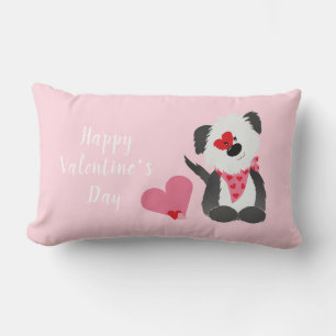 Coussin Rectangle Joyeux Valentines Jour Coeurs de chiot rose