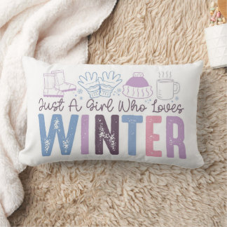 Coussin Rectangle Juste une fille qui aime l'hiver mignonne design s