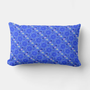 Coussin Rectangle Kaleidoscope Design Blue Purple Floral Art