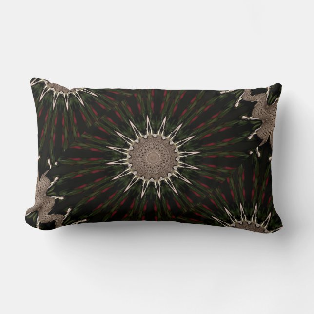 Coussin Rectangle Kaleidoscope Design Vert foncé Rouge Brown (Recto)