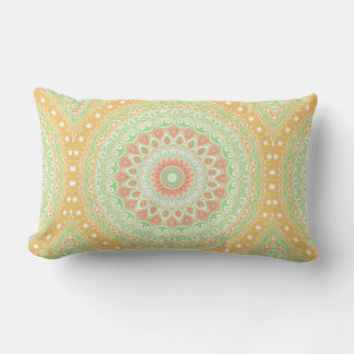 Coussin Rectangle Kaleidoscope d'été vert et orange brillant