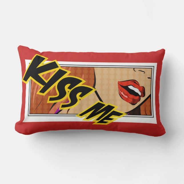 Coussin Rectangle Kiss Me Comic Pop Art (Recto)