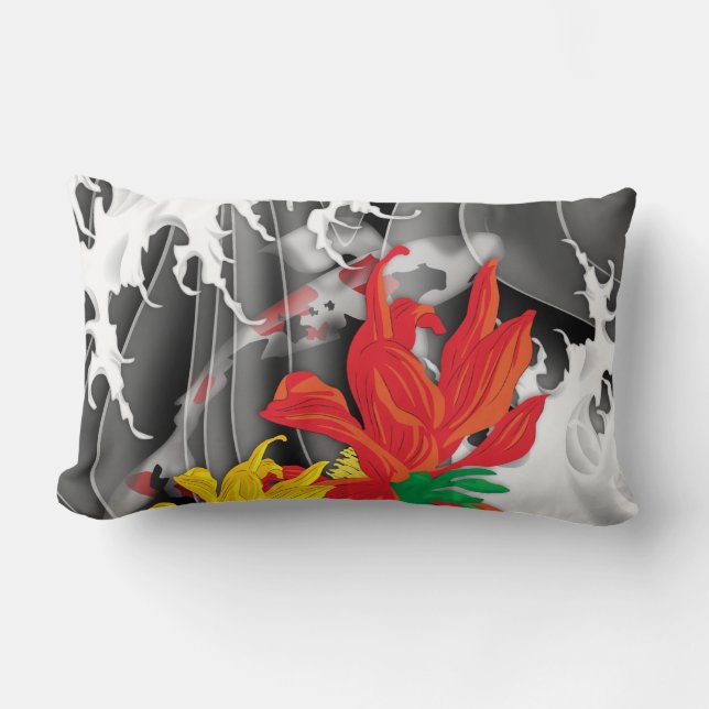 Coussin Rectangle Koi japonais traditionnel sous l'eau (Recto)