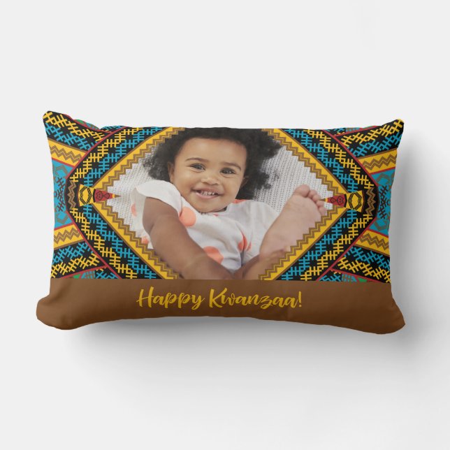 Coussin Rectangle Kwanzaa Patter Diamond Couleur Lumineuse Personnal (Recto)