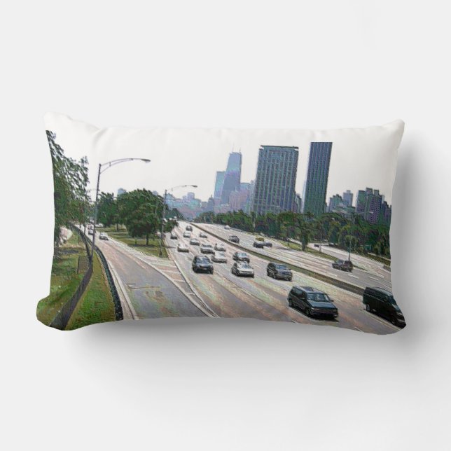 Coussin Rectangle La circulation de Chicago dans le grès (Recto)