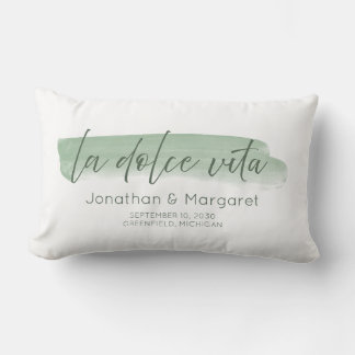 Coussin Rectangle La Dolce Vita - La vie douce à Sage Green