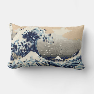 Coussin Rectangle La Grande vague au large de Kanagawa 8 bits Pixel 