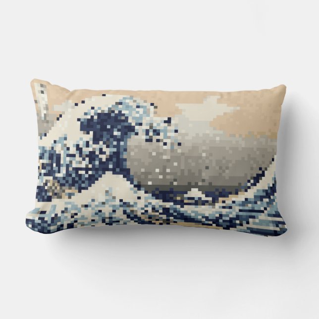 Coussin Rectangle La Grande vague au large de Kanagawa 8 bits Pixel  (Recto)