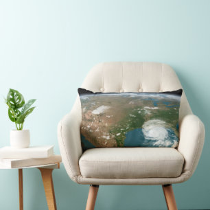 Coussin Rectangle La Planète Panoramique Terre Et Les Etats-Unis.