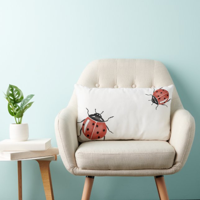 Coussin Rectangle Ladybugs blancs (Chaise)