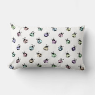 Coussin Rectangle Ladybugs Pastel Multicolor Motif en blanc