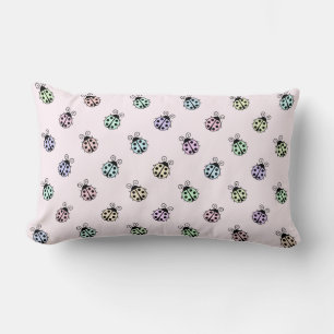 Coussin Rectangle Ladybugs Pastel Multicolor Motif en rose