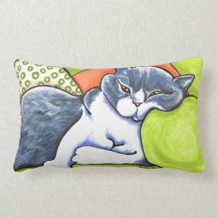 Coussin Rectangle -Laisse confortable britannique blanche bleue Art