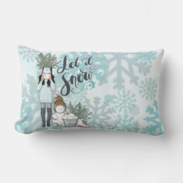COUSSIN RECTANGLE LAISSER NEIGE BLEU FLAKES HIVER FEMME