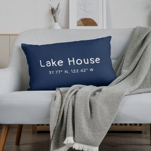 Coussin Rectangle Lake House Coordonnées Marine Blue Throw Pillow