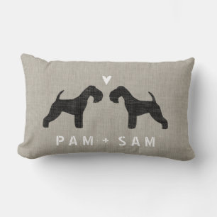 Coussin Rectangle Lakeland Terrier Silhouettes Love - Personnaliser