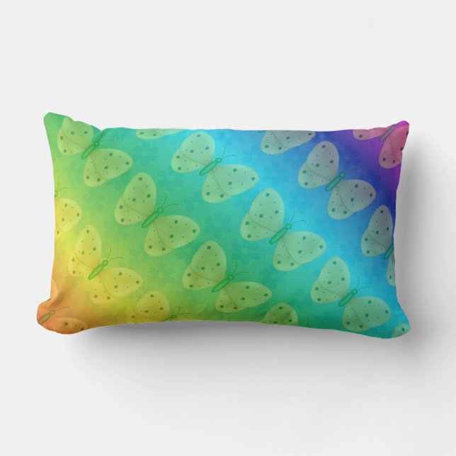 Coussin Rectangle L'arc-en-ciel rêve la marguerite de papillon (Recto)