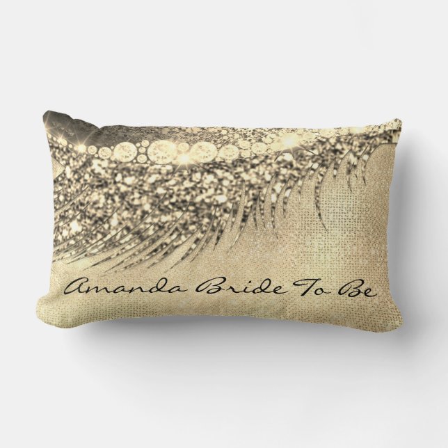 Coussin Rectangle Lash de maquillage Lux d'or Champagne Spark Bride (Recto)