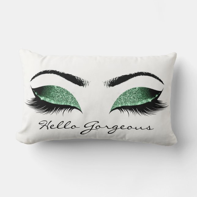 Coussin Rectangle Lashes de maquillage blanc de Cali Woodland Hello  (Recto)