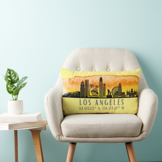Coussin Rectangle Latitude et longitude de Los Angeles Skyline (Chaise)