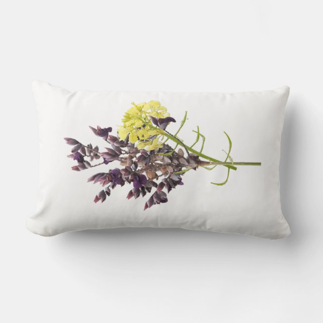Coussin Rectangle Lavande et Fleur sauvage jaune Conception botaniqu (Recto)