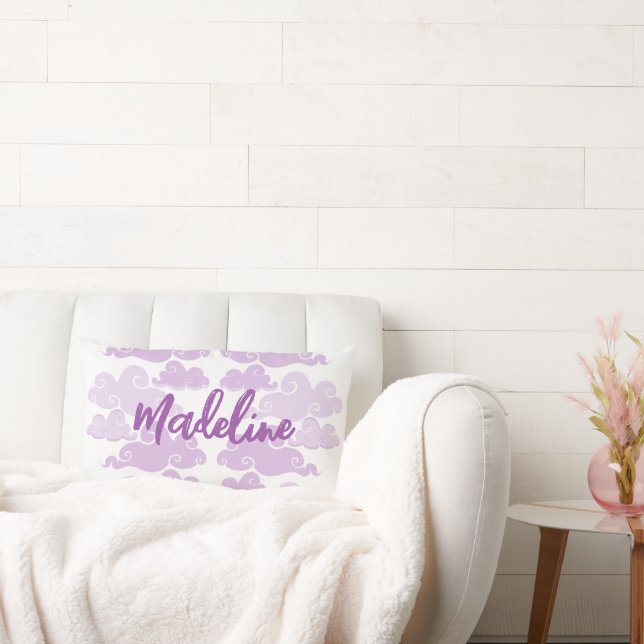 Coussin Rectangle Lavande violette Chinoiserie Nom du nuage (Canapé)