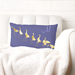 Coussin Rectangle Lavande violette d'oie d'or mignonne personnalisée