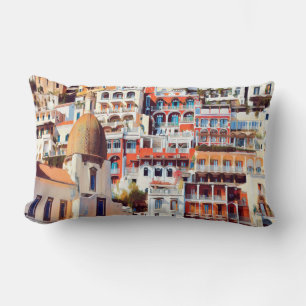 Coussin Rectangle ldp POSITANO - ville - église Père Noël Maria Assu